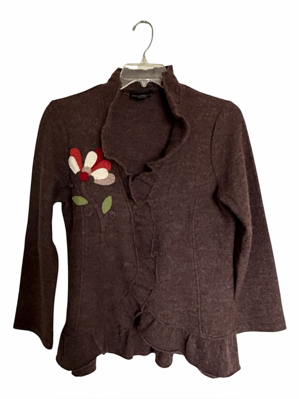 Cynthia Rowley Art2Wear Wool Cardigan Sweater Coat Artsy Size XL